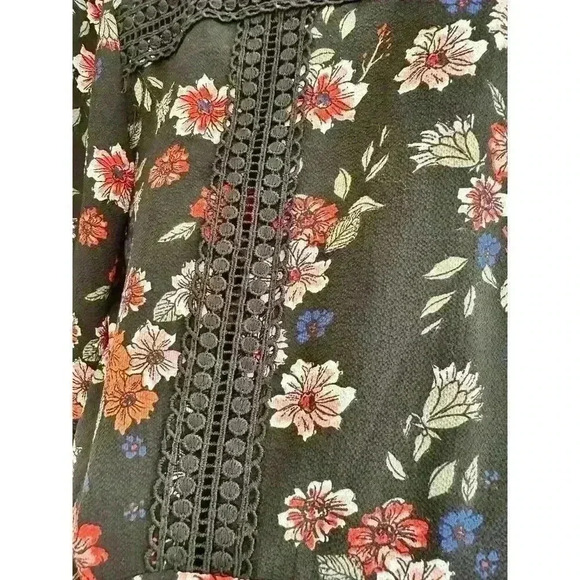 Free Generation Los Angeles Black Floral Crochet Boho Coquette Dress Size Medium - Picture 6 of 9